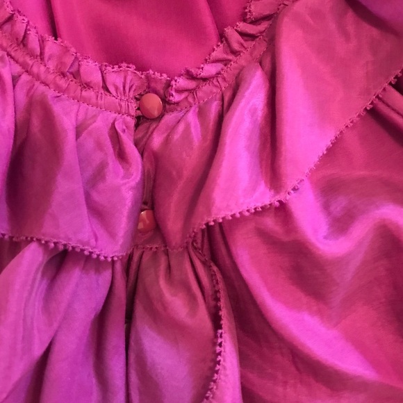 J. Crew Silk Blend Ruffle Bib Tank Top Women’s Deep Magenta Shirt Size Medium - Picture 5 of 6